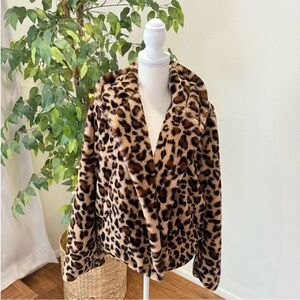 NWOT Leopard Print Faux Fur Jacket | Size Small